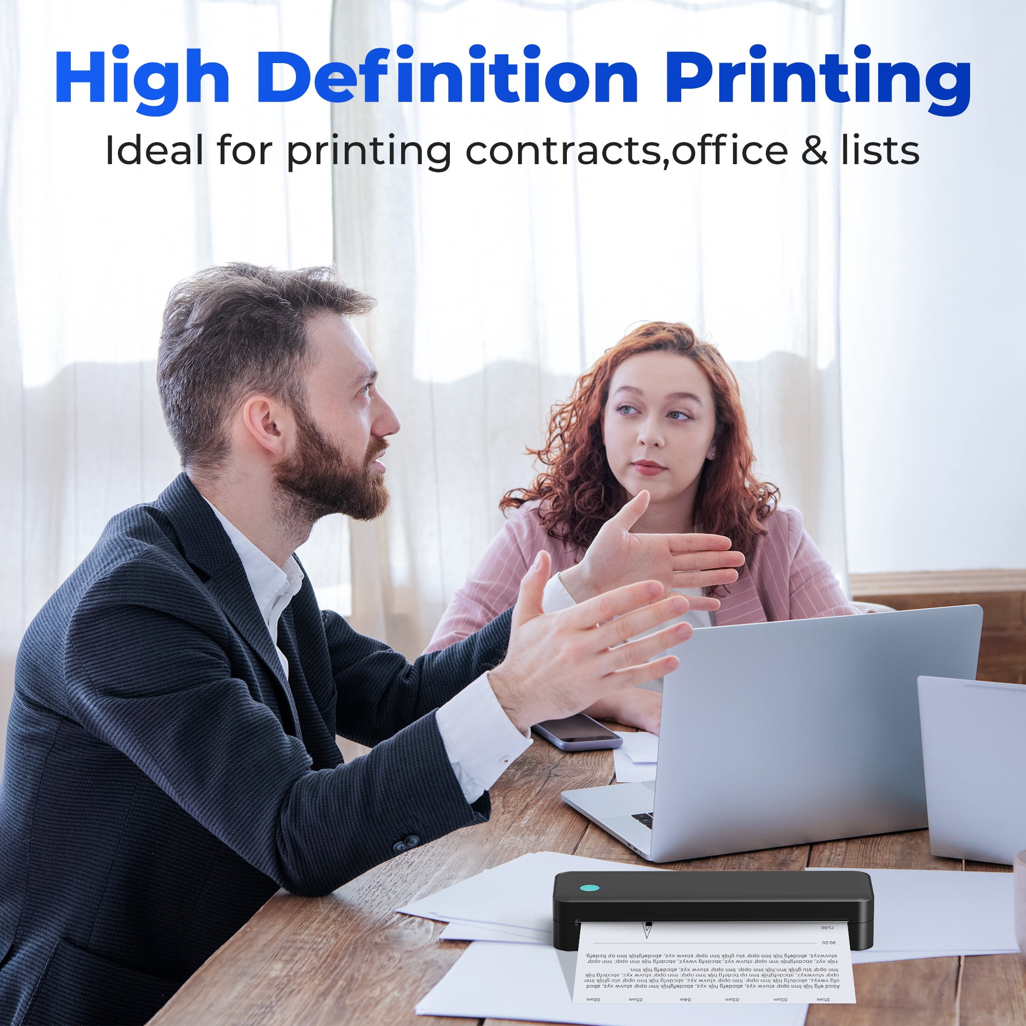 CHIVALZ Portable Printers for Travel, Support & 8.5"x11" US Letter Size, for Home Use Suitable for Phone & PC