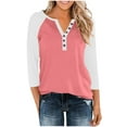 thumbnail image 6 of gakvbuo 3/4 Sleeve Tops Henley Shirts for Women's Tops Dressy Casual Color Block Pullover Tunic Top Blouses Button Up V-Neck Button-Down Shirts Trendy Business Work Blouses Outfit Basic Tees, 6 of 9
