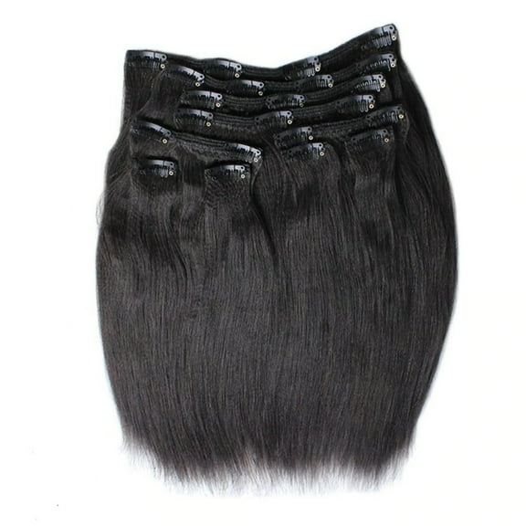 Yaki Straight Clip Ins - 7 pcs with a Free Eye Lash Extensions