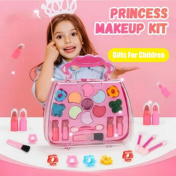 Beauty Makeup Bag Toy for Girls, Small Children's Handbag, Princess Washable, Pretend Toy, Non-toxic and Safe Birthday Gift
