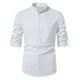 thumbnail image 1 of Camisa de lino y algodón para hombre de primavera y verano, camisa informal de manga larga con cuello levantado Pompotops oipoqjl47517, 1 of 9