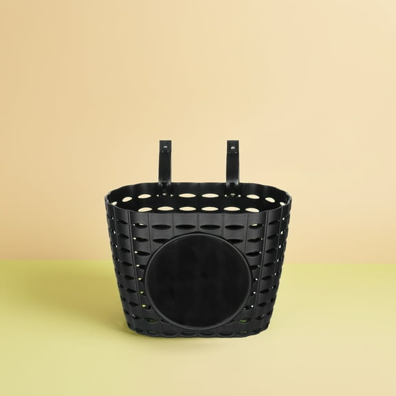 Uonlytech 1Pc Black Durable Plastic Bike Basket with Strap for Easy Front Handlebar Attachment