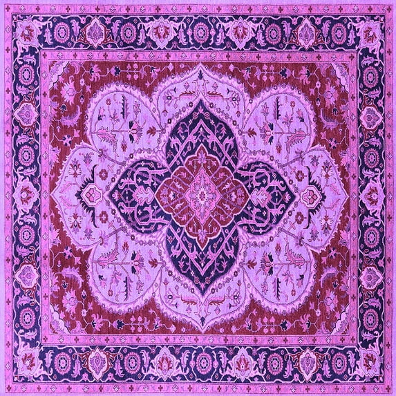 Ahgly Company Indoor Square Oriental Purple Industrial Area Rugs, 8' Square