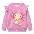 thumbnail image 5 of Yuyamidu Axolotl Sweatshirt for Girls 3T 4T Toddler Pink Crewneck Sweatshirts Ruffle Shoulder Long Sleeve Pullover Tops Soft Lightweight School Outdoor Play Clothes, 5 of 8