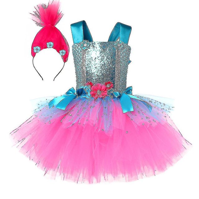 Vestido de princesa Trolls de Anime para niñas, disfraces de actuación de Cosplay de Bobby
