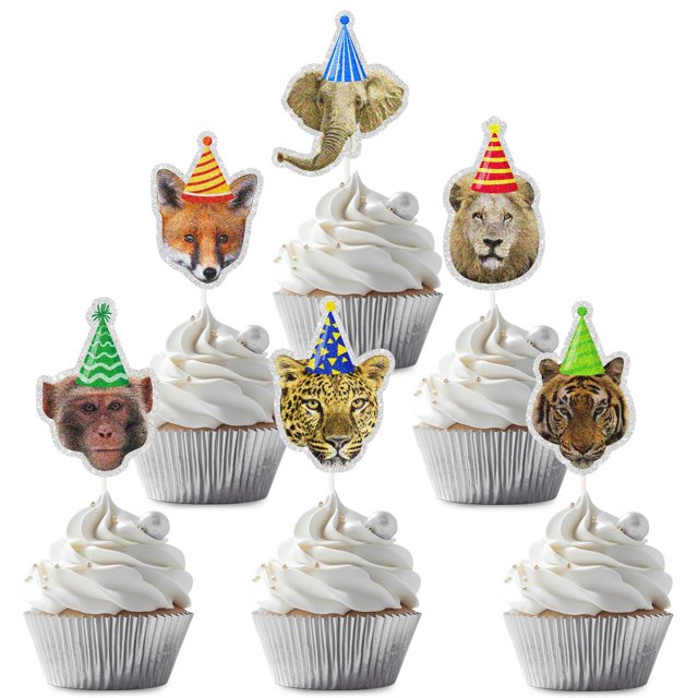 Decoraciones para Cupcakes LECAKTO 18 piezas Animales de Safari para Fiestas