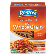 Ronzoni Healthy Harvest Whole Grain Penne Rigate, 16 oz, Whole Wheat Pasta, (Shelf Stable)