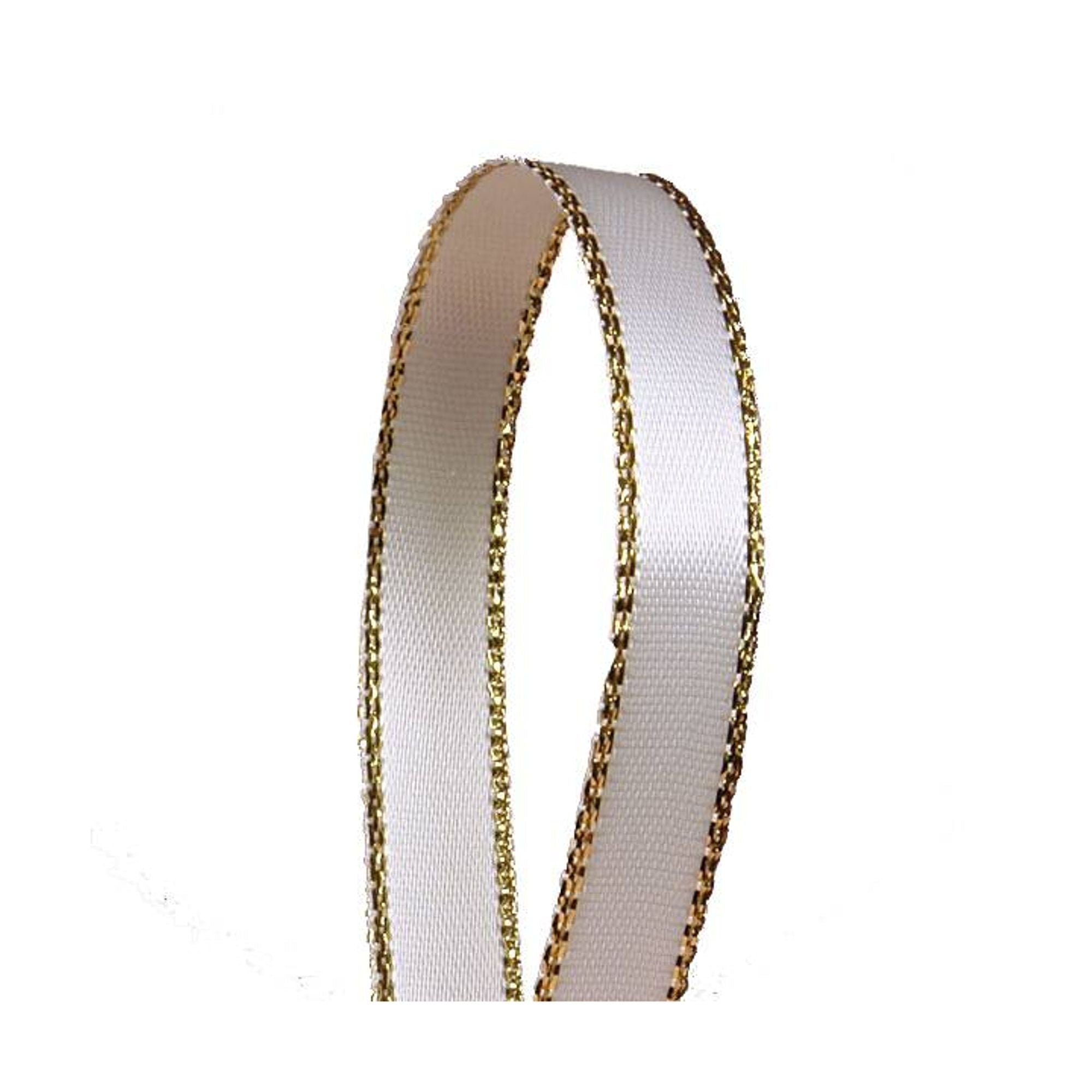 Antique Gold Satin Ribbon with Gold Edges, 3/8 X 50Yd
