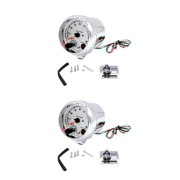 Maytalsory 12V Car 3.75Inch Tachometer Tacho Gauge Tachometer Gauge Tachometer with 7 LED Colors Shift Light 0-8000 RPM with 7 LED Colors Shift Light 0-8000 RPM Gauge Electrical Tachometer 2Set