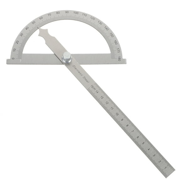 OUNONA Stainless Steel Protractor 180 Degrees Round Head Angle Ruler Finder 15cm Metric Adjustable General Measuring Tool