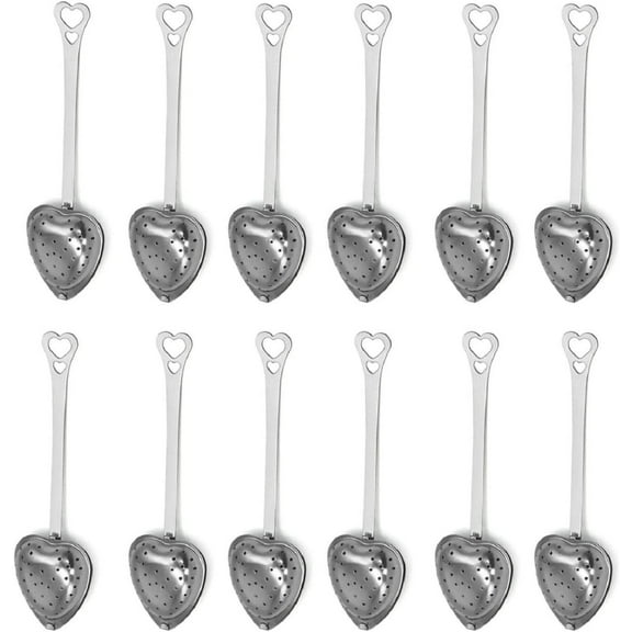 15pcs Stainless Steel Tea Infuser Mesh Heart Shaped Tea Strainer Spoon Sugar Flour Sifters Filters Tea Interval Diffuser for Loose Leaf, Spices, Seasonings