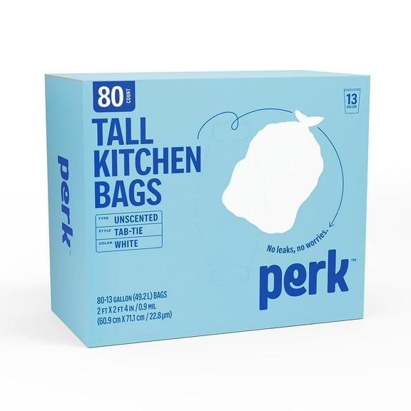 Staples Perk 13 Gallon Kitchen Trash Bag Low Density 0.9 Mil PK56749