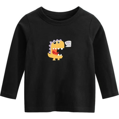 

wo-fusoul Unisex Kids Cotton Thin Pullover Sweatshirt T-Shirt Toddler Baby Crewneck Long Sleeve Tshirts Tops Blouse Black 4 Years