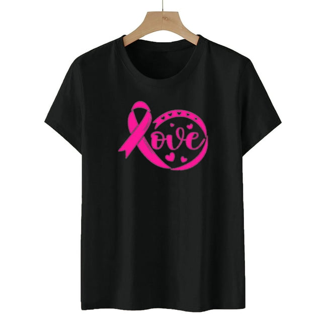 Lenago Blouses pour Femmes Habillées Décontractées Mode Décontractée Femmes Manches Courtes Imprimées Dames Manches Courtes Col Rond Blouses Hauts T-Shirt Cancer du Sein Chemises pour Femmes en Solde