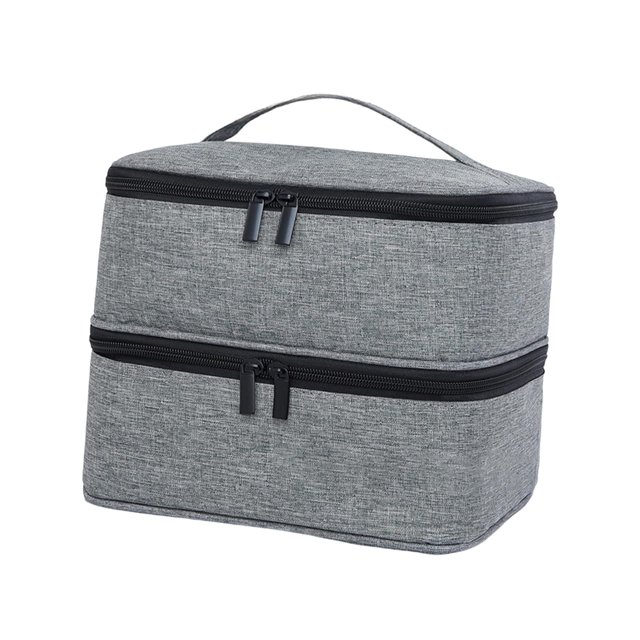 Bolsa de Almacenamiento de Esmalte de Uñas de 30 Rejillas, 2 Niveles con Capacidad para 30 Botellas de Esmalte de Uñas para Niñas, Suministros de Tecn Gris