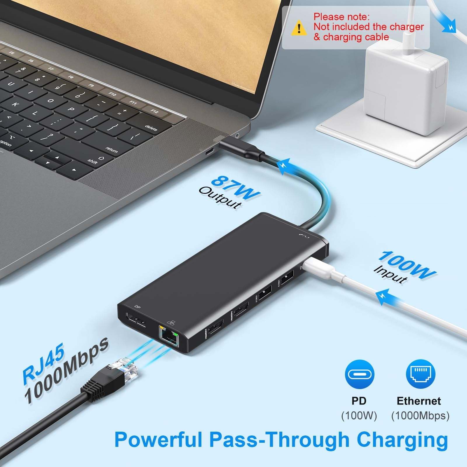 USB C Docking Station Dual Monitor for Laptop Docking Station HDMI USB C Hub Multiport Adapter Dongle Dock USB C to 2 HDMI +DisplayPort+Ethernet+4USB+2USB C+100W PD Charger+SD/TF+Audio
