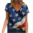 thumbnail image 4 of Jophufed Fashion Summer Tops for Women 2025 Casual T-shirt Star Printed V-Neck Short Sleeve Pullover Tops Blouse Labor Day Sale, 4 of 6