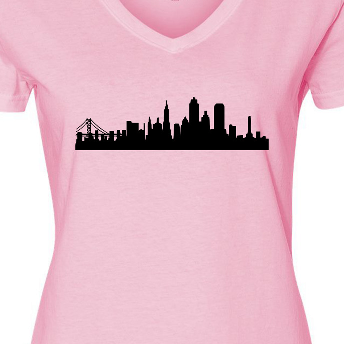 Inktastic San Francisco Skyline Women's V-Neck T-Shirt - image 3 of 4