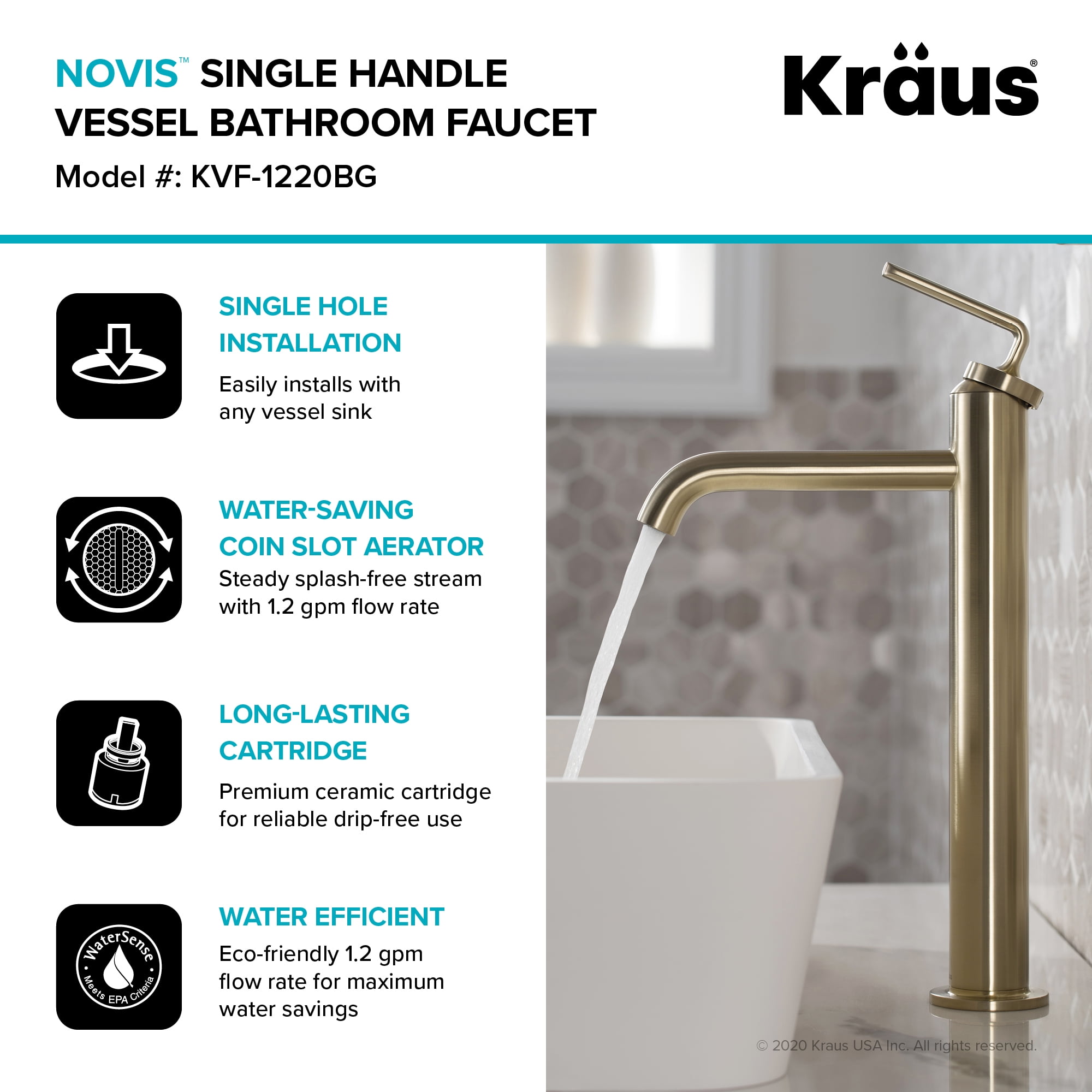 Ramus™ Single Handle Vessel Bathroom Sink Faucet with Pop-Up Drain in Brushed Gold (2-Pack)
