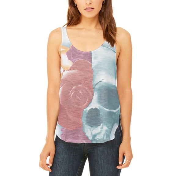 A Beautiful Death Juniors Flowy Side Slit Tank Top Multi 2XL