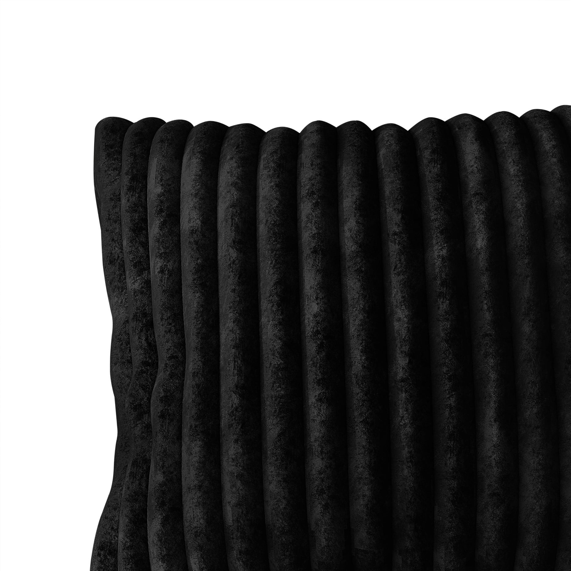 Home Design Laconia 18"x18" Square Velvet Pillow Covers, Set of 4, Soft Fluffy Striped Design for Sofa, Bedroom, or Living Room, Black