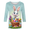 thumbnail image 5 of successthop Bunny Shirts for Women Bunny Casual 3/4 Sleeve Holiday T Shirts Crewneck Top Loose Spring Vacation Clothes XL, 5 of 5