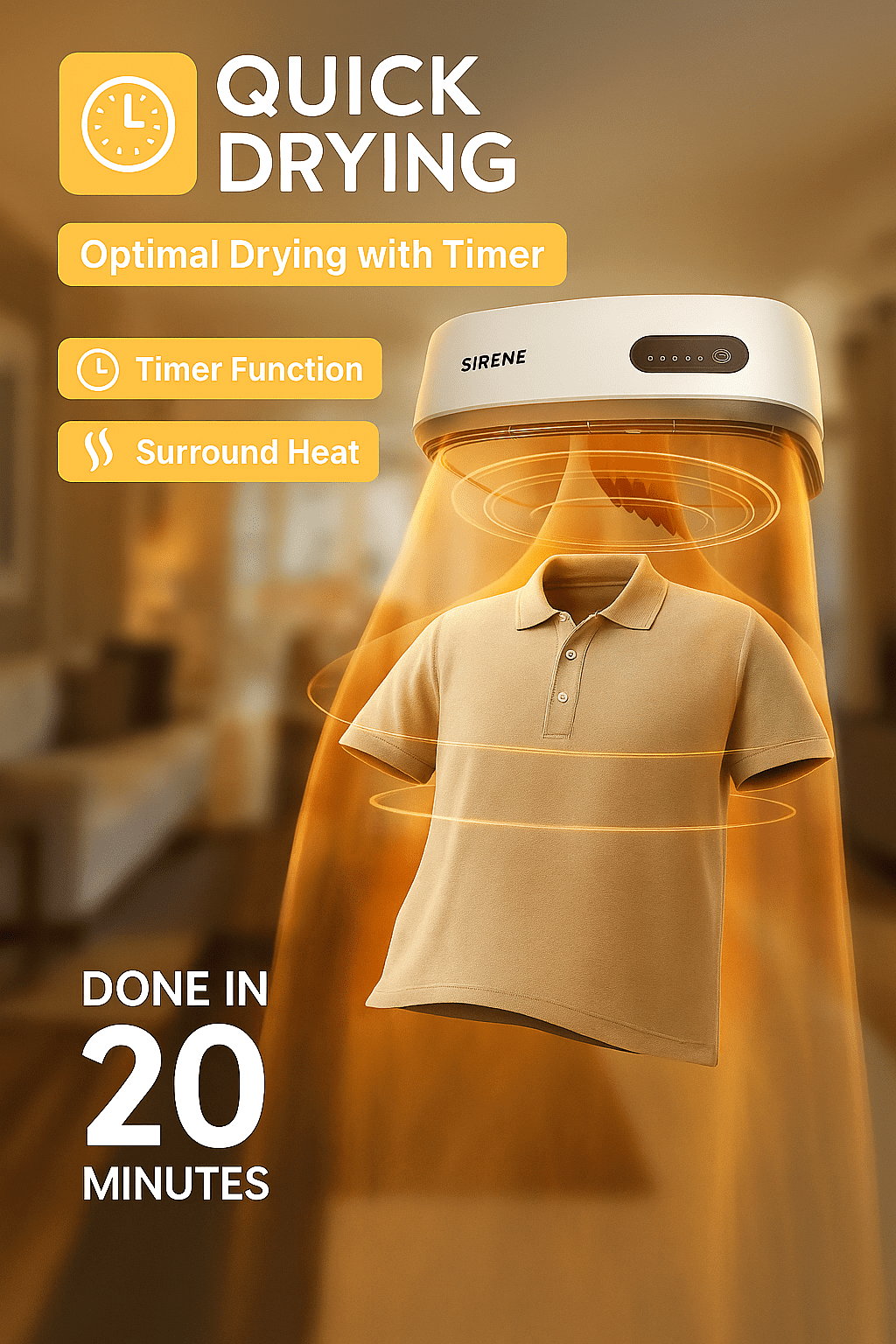 Sirene Portable Clothes Dryer for Apartment, RV, Travel - Quick and Easy to Use Small/Compact Dryer Machine