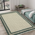 thumbnail image 2 of Casavani Handblock Printed Green Cotton Carpets Square Bedroom Dining Room Kitchen Area Rugs 9x9 feet, 2 of 6