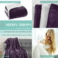thumbnail image 4 of Elegant Comfort Reversible and Ultra-Plush Flannel Fleece Sherpa Throw- Lightweight Soft and Cozy- All Season Decorative Throw, Perfect for Lounging, 50 x 60 inches, Purple, 4 of 6