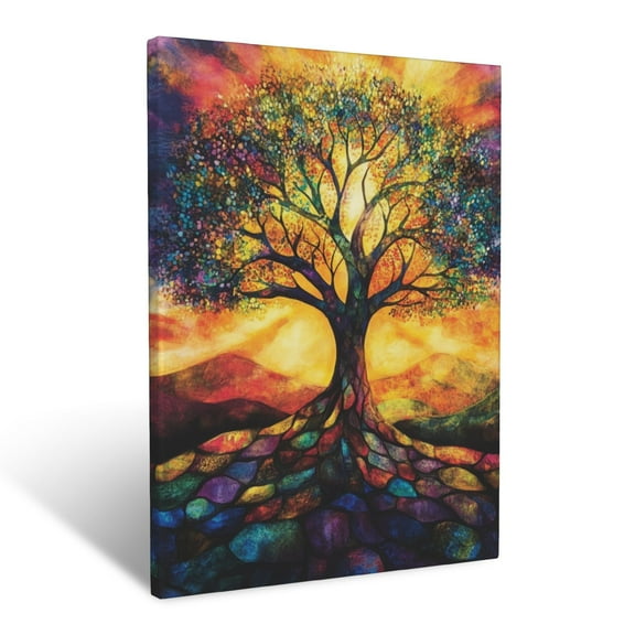 CozyNet The Tree Of Life Glowing Branches Reaching Heavenward In Divine Splendor Wall Art Prints With Frame Canvas Perfect for Living Room & Bedroom, Ready to Hang, Wall Decor 12"x16"