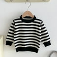 thumbnail image 4 of Kiijoy Toddler Girls Striped Casual Sweater Knit Long Sleeve Crew Neck Soft Warm Pullover, 4 of 4