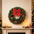 thumbnail image 4 of Yangka Artificial Christmas Wreath for Front Door with Large Red Bow, Pinecones and Berries, Holiday Outdoor Wall Hanging Decoration for Xmas Porch Home Welcome Display, 4 of 6