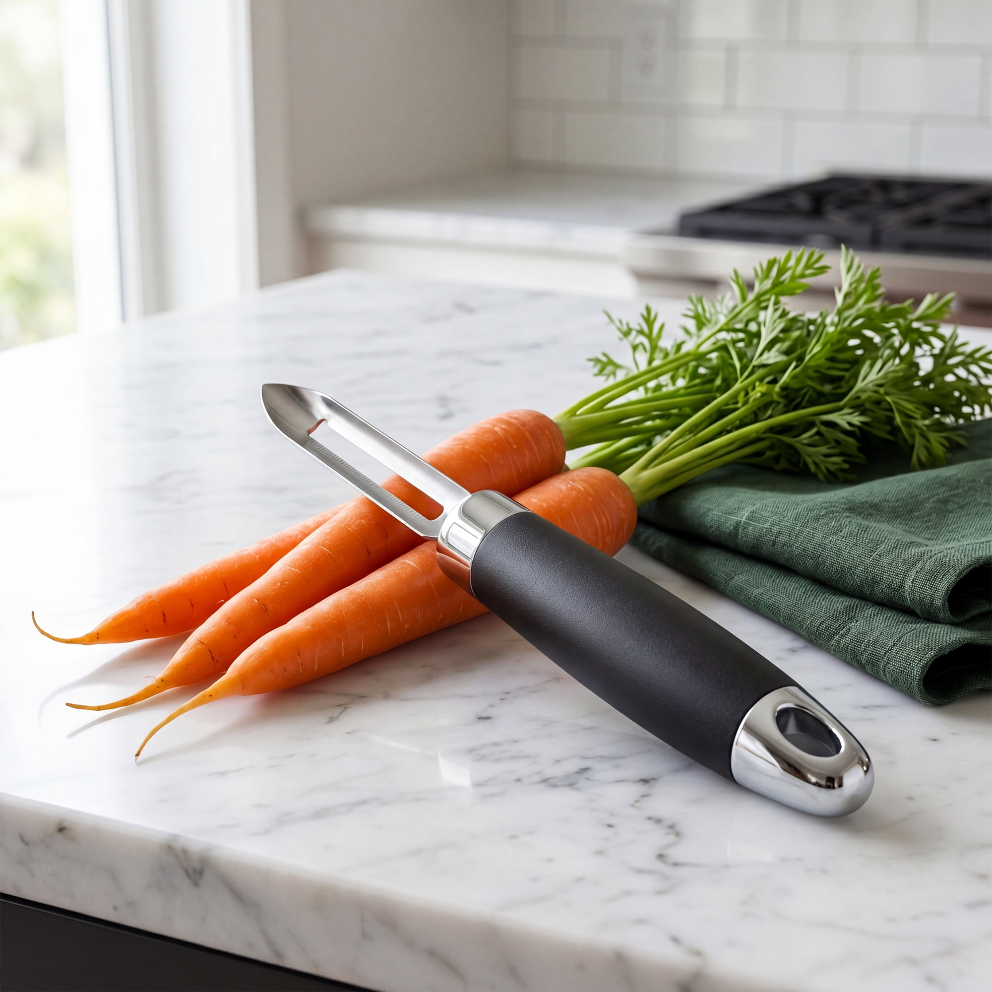 Unique Bargains Useful Stainless Steel Peeler with Ergonomic Handle Black 7.8x1 inch
