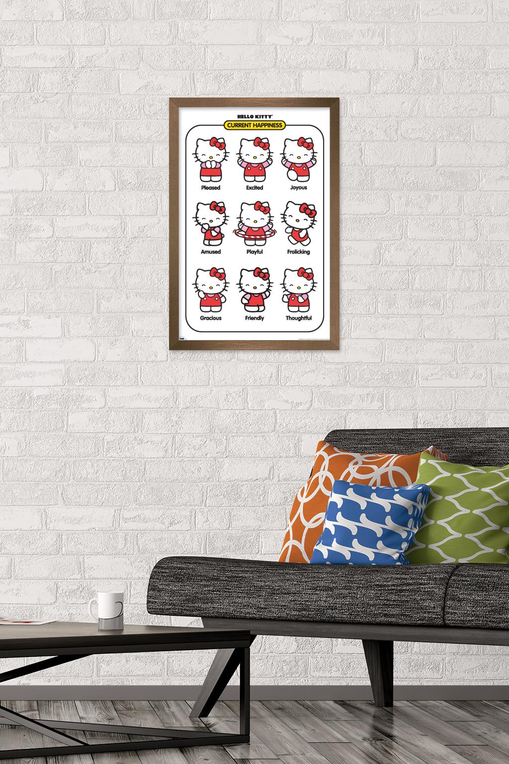 Hello Kitty - Current Happiness Wall Poster, 14.725" x 22.375" Framed