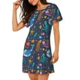 thumbnail image 2 of Fotbe Marine Inhabitants Pattern Women's Cotton Nightgown Sleepwear Short Sleeves Shirt Casual Print Sleepdress, 2 of 6
