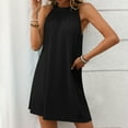 thumbnail image 2 of Htigea Womens Halter Swimsuit Coverups Textured Sleeveless Bikini Cover Up Dress Solid Color Summer Sundress Black,S, 2 of 6