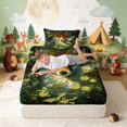 thumbnail image 3 of Erosebridal Fox Twin Fitted Sheet for Boys Girls, Green Foliage Bedding, 2pcs 1 Fitted Sheet and 1 Pillowcase, 3 of 6
