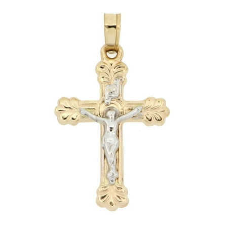 Brilliance Fine Jewelry14 KT Two Tone Gold Crucifix Pendant