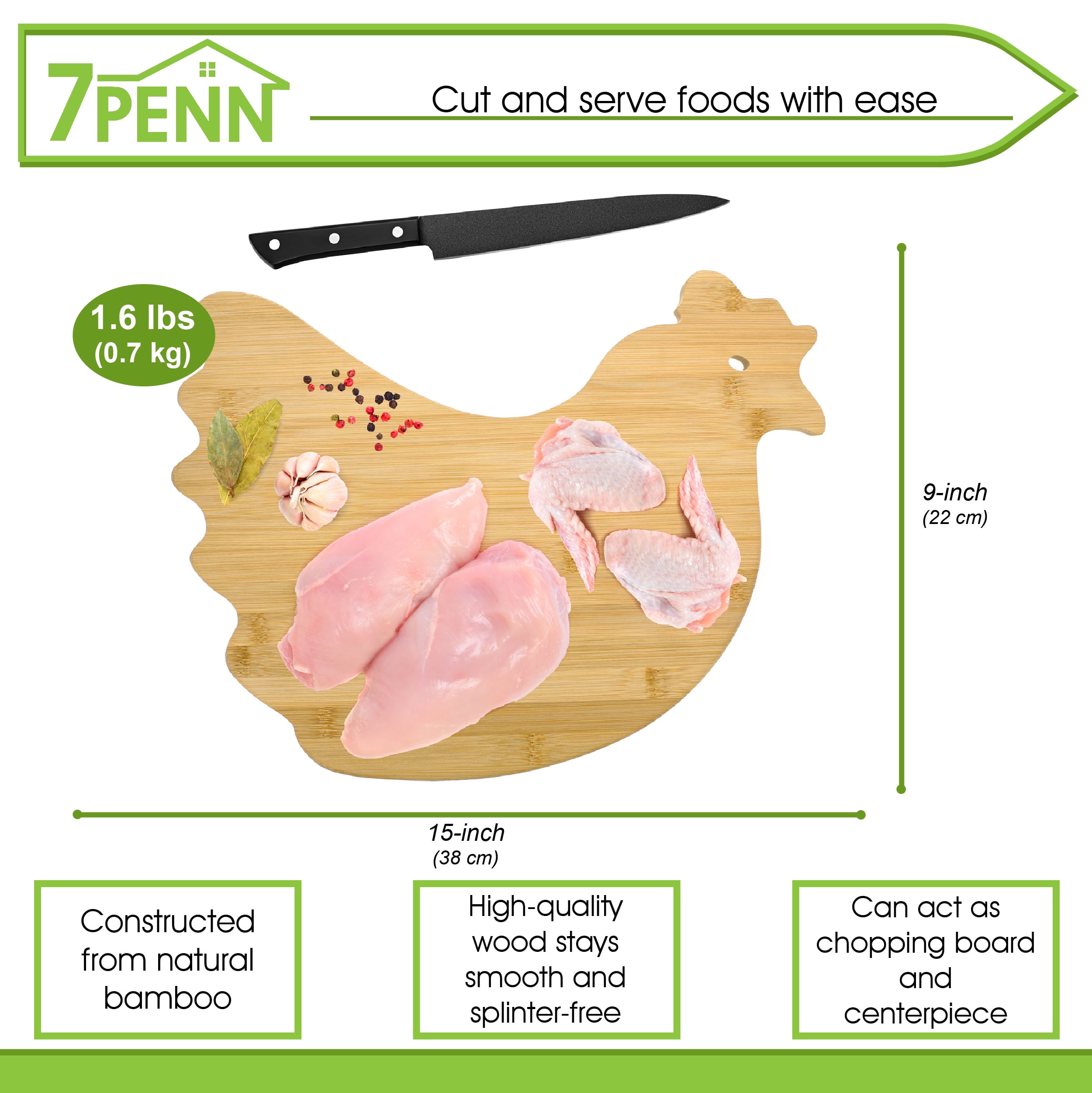 7Penn Wooden Cutting Board Fish - Kitchen Chopping Charcuterie
