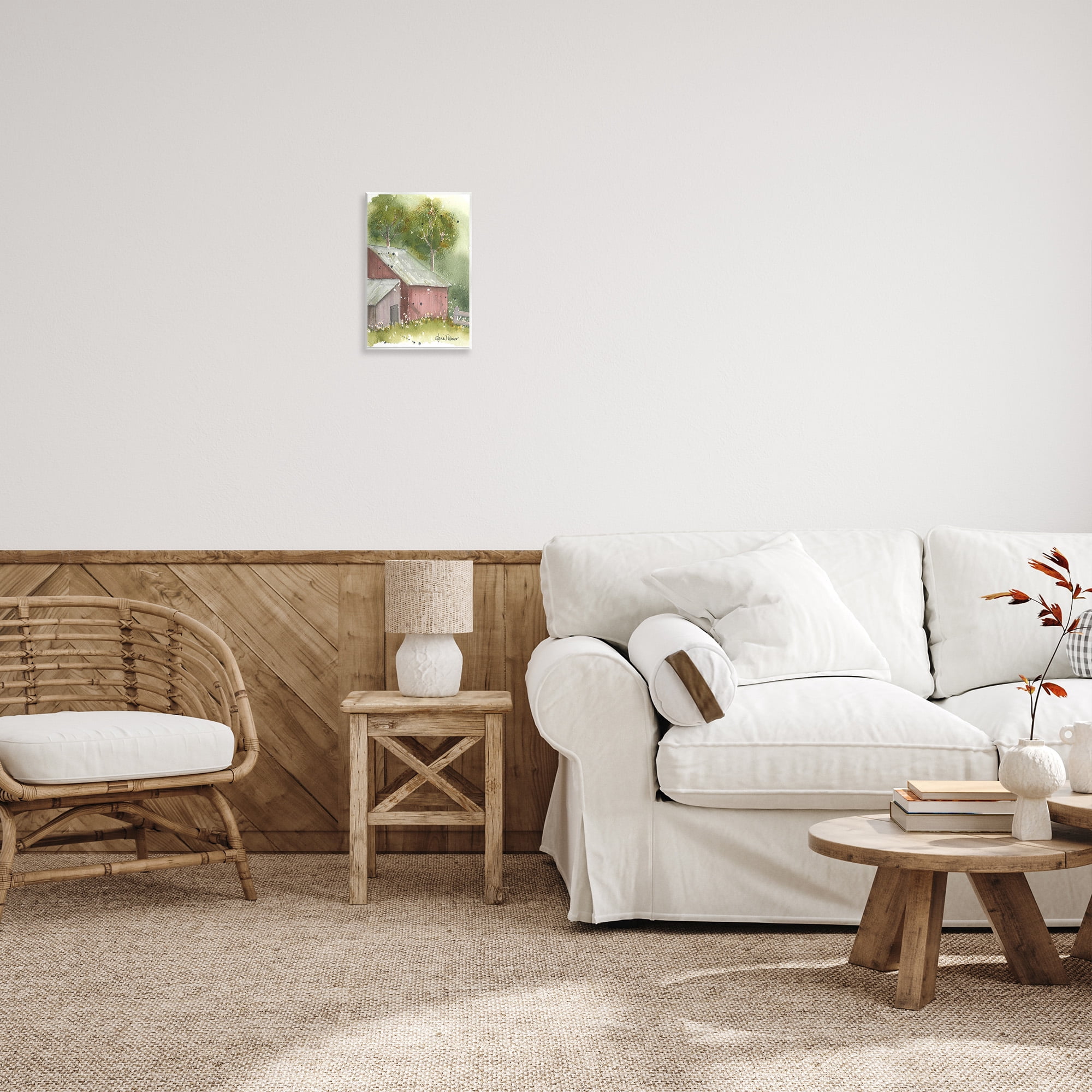 Stupell Industries Barn with Spring Florals Landscape Painting Unframed Art Print Wall Art, 10 x 15