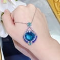 thumbnail image 5 of Collar de tesoro de color azul Londres de gran quilates con corte de fuegos artificiales brillantes, colgante de color Paraiba de alta gama europeo y americano, 5 of 5