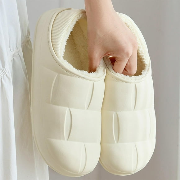 Taylonsss Unisex Quilted Waterproof Fleece-Lined Slippers with Toe Covering for Winter Cozy Indoor Outdoor Comfort with Thick Cushioned Sole