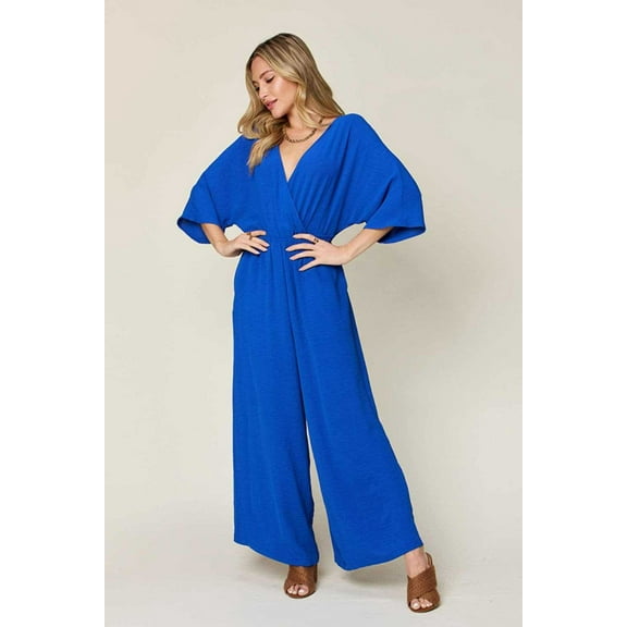 Surplice Wide Leg Jumpsuit with Pockets