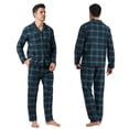 thumbnail image 5 of LNFINTDO Mens Flannel Pajama Sets Plaid Cotton Pajamas Pjs Set Button Down Soft Warm Lounge Sleepwear Tops & Pjs Pants, Green Plaid, Large, 5 of 8