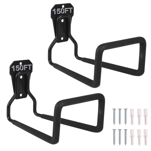 PeoMev 2pcs Heavy Duty Hose Hanger Garden Hose Storage Black Water Hose Holders for Outside Wall Mount Garden Hose Reel Hose Stand