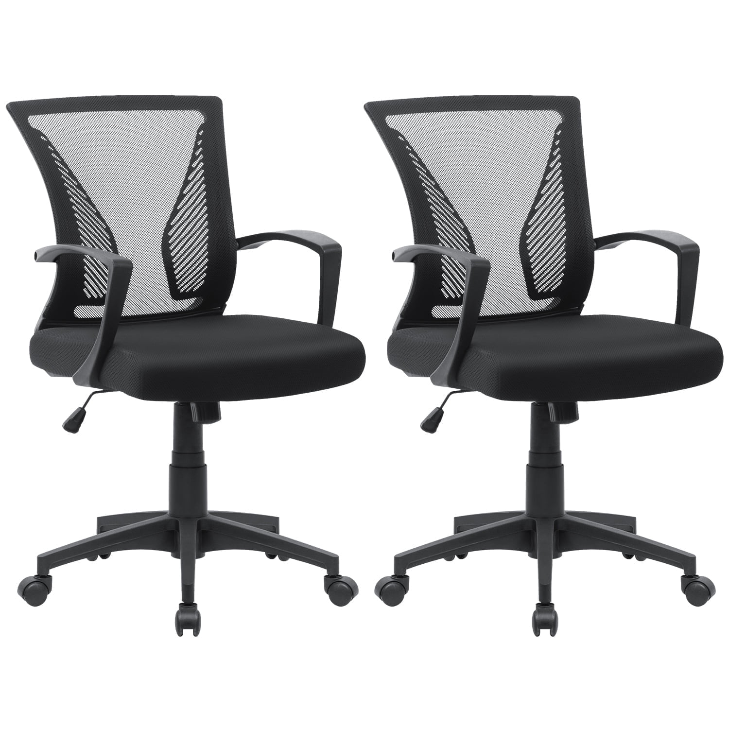 Lacoo Mid-Back Office Desk Chair Ergonomic Mesh Task Chair with Lumbar Support Set of 2, Black