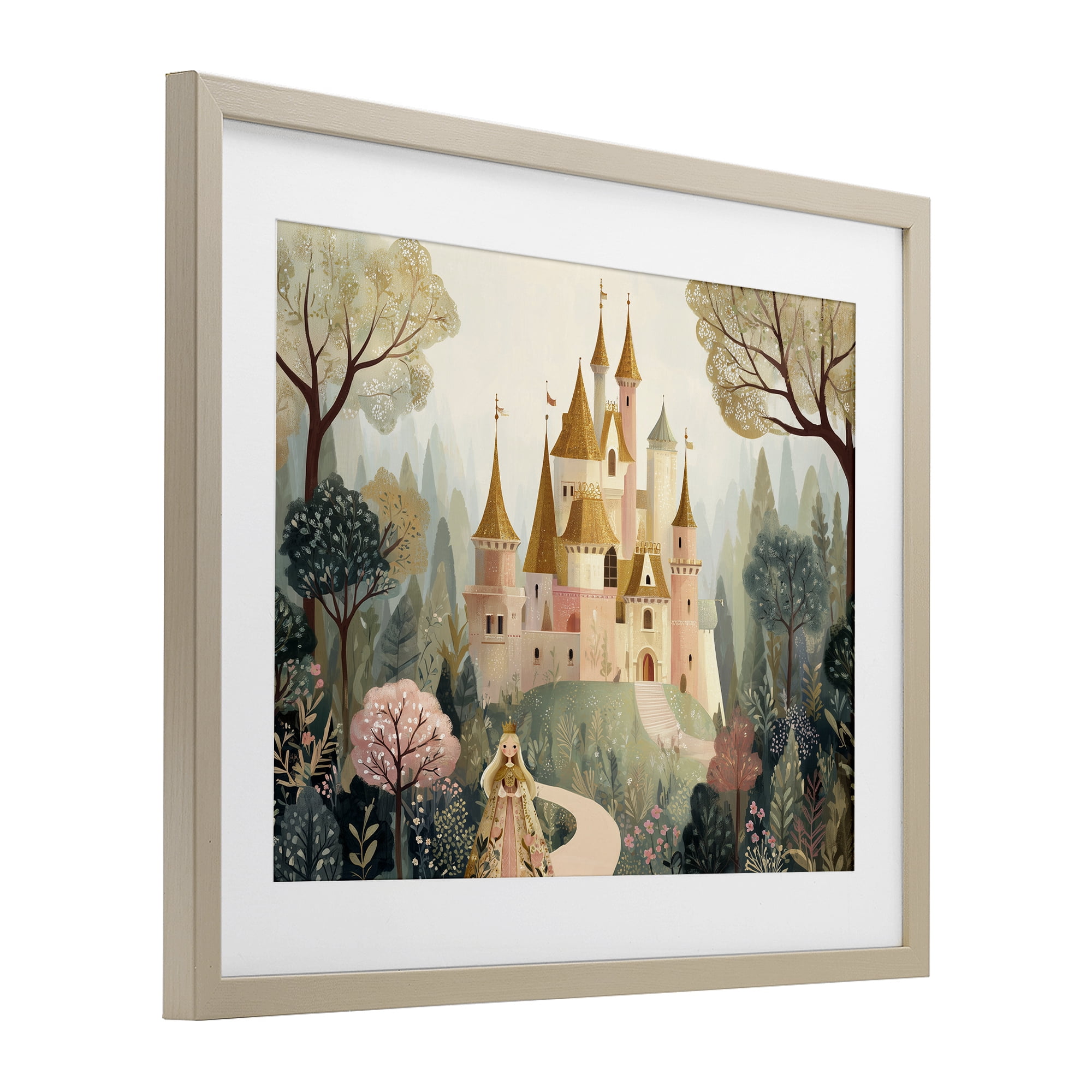 Stupell Industries Whimsical Castle Path Birch Framed Print Under Glass, design by Christine Simpson Art