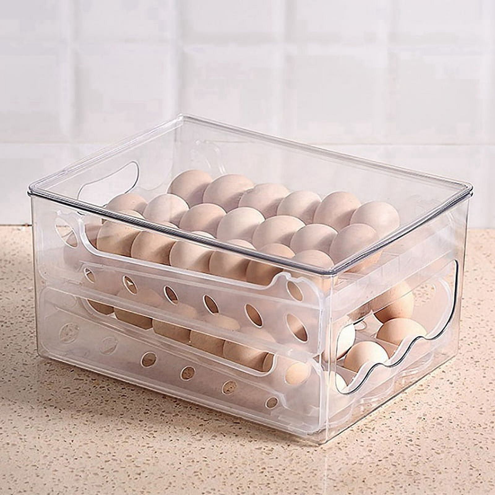 2X Slide Eggs Storage Box Egg Holder Container Refrigerator Drawer Stackable Food Eggs Box Kitchen Fridge Organizer