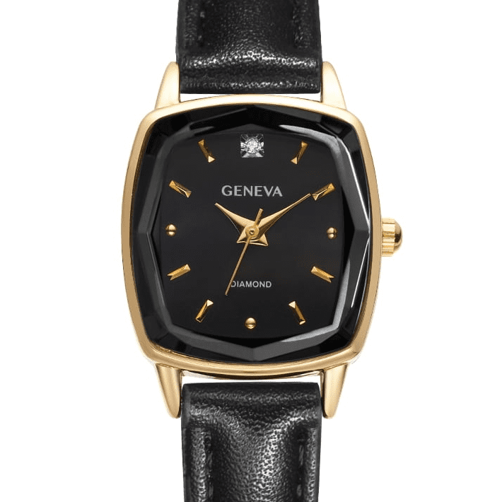 Geneva Ladies Genuine Diamond Dial 22mm Gold Tone Cushion Shape Faceted Bezel Mesh Watch Walmart