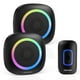 thumbnail image 1 of TECKNET Timbre inalámbrico con 2 receptores portátiles, timbre con batería con luz RGB, kit de timbre de puerta impermeable IP66, alcance inalámbrico de 1300 pies, 0-110 dB y 60 timbres, batería de 36, 1 of 5